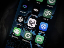 Artificial Intelligence smartphone app ChatGPT is seen on June 6, 2023, surrounded by other AI apps in Vaasa, Finland.