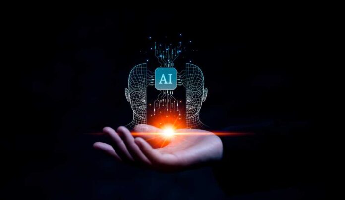 4019498-0-40995900-1752162854-iStock-1488283230.jpg Business hand holding AI icon to digital marketing strategy idea ,target of investment growth, chatbot application software futuristic technology ,business of AI artificial intelligence innovation.