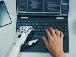 AI vibe coding one hand is robot one hand is human