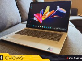 The HP EliteBook 6 G1q sports a sleek design suited for both professionals and students. (Image: Nandagopal Rajan/The Indian Express)