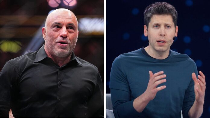 Joe-Rogan-and-Sam-Altman.jpeg Joe Rogan Says OpenAI's Sam Altman Talks Like He's Running for President