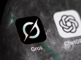 The Grok and ChatGPT apps on a smartphone. 