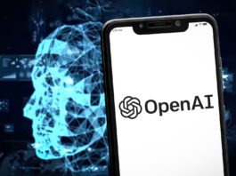 OpenAI logo with robotic human head