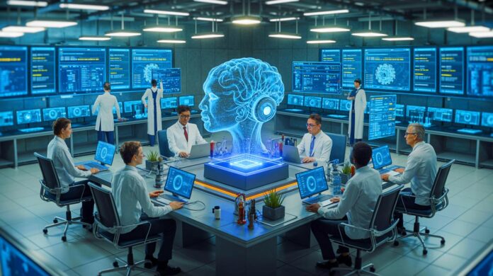 Illustration of OpenAI's ChatGPT undergoing rigorous testing and safeguards to ensure ethical AI use, generated by artificial intelligence.