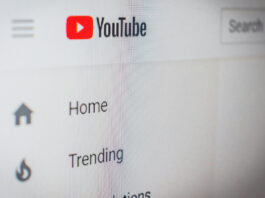 Close up of Youtube homepage.