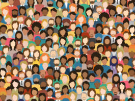 Illustration of a Multicultural Crowd of People. Group of different men and women. Young, adult and older peole. European, Asian, African and Arabian People