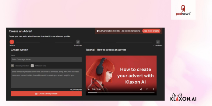 Klaxon AI launches DIY platform to help build podcast adverts in minutes