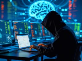 Illustration of North Korean hackers using AI tools like ChatGPT for cryptocurrency theft. Image generated by AI.