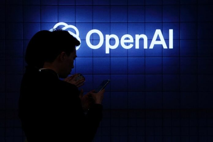 openai-rawstory-copyright.jpg The OpenAI logo with a silhouetted figure in the foreground.