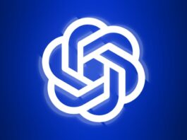 The OpenAI logo over a tectonic shift in the background.