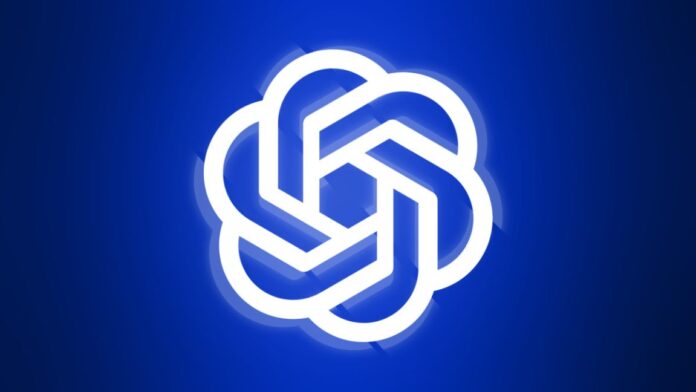 The OpenAI logo over a tectonic shift in the background.