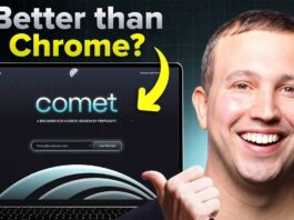 Screenshot of Perplexity Comet browser interface showcasing AI tools
