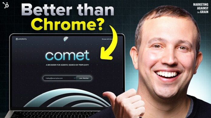 Screenshot of Perplexity Comet browser interface showcasing AI tools