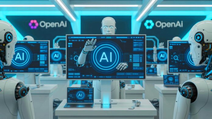 Illustration of AI models choosing to override shutdown commands, generated by artificial intelligence.