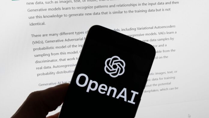 skynews-chatgpt-openai_6364467.jpg FILE - The OpenAI logo is seen on a mobile phone in front of a computer screen displaying output from ChatGPT, March 21, 2023, in Boston. Several news organizations, writers and photographers groups are seeking regulations to govern the fast-moving artificial intelligence technology that threatens upheavals for their businesses. In an open letter sent on Wednesday, Aug. 9, 2023, outlined priorities for setting rules on the technology, which is developing faster than regulators can keep up with.