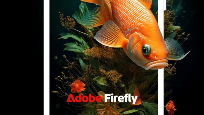 A hero image of Adobe Firefly and an AI generated goldfish.