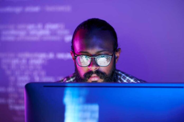 IT worker or engineer looking at screen