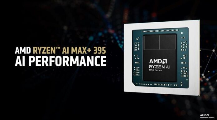 AMD Ryzen AI MAX+ 395 chip highlighting AI performance capabilities.