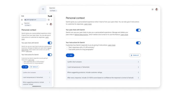 Gemini app rolling out 'Temporary Chat' and ‘personal context’
