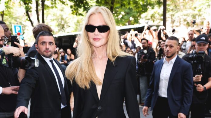 PARIS, FRANCE - JULY 09: Nicole Kidman attends the Balenciaga Haute Couture Fall/Winter 2025/2026 show as part of Paris Fashion Week on July 09, 2025 in Paris, France. (Photo by Arnold Jerocki/Getty Images for Balenciaga)