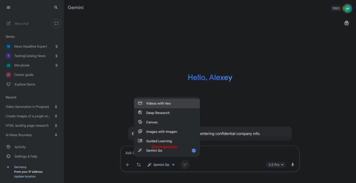 Google tests new Gemini modes