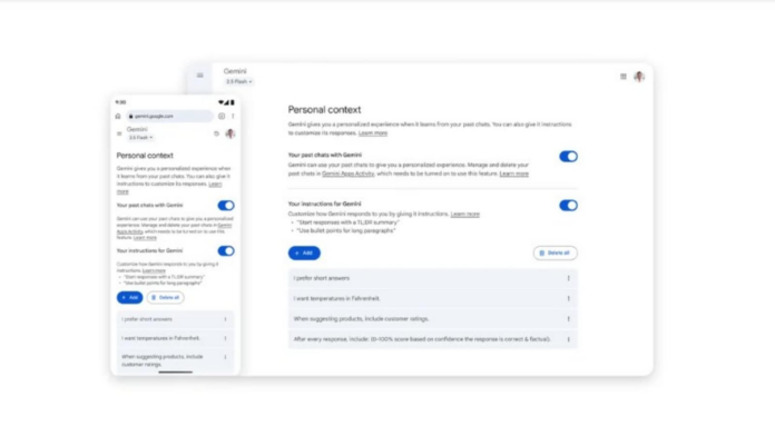 Google Gemini is rolling out ChatGPT-like memory feature that remembers past conversations