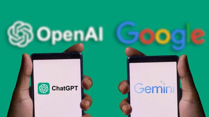 ChatGPT and Gemini on mobile phones.