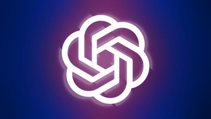 The OpenAI logo over a tectonic shift in the background.