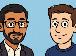 Sundar Pichai and Sam Altman cartoon
