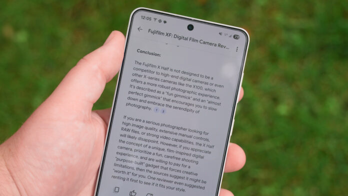 9CfK7npL5W75YZpYFzEdph.jpg The NotebookLM app for Android running on a Samsung Galaxy S25 Edge.