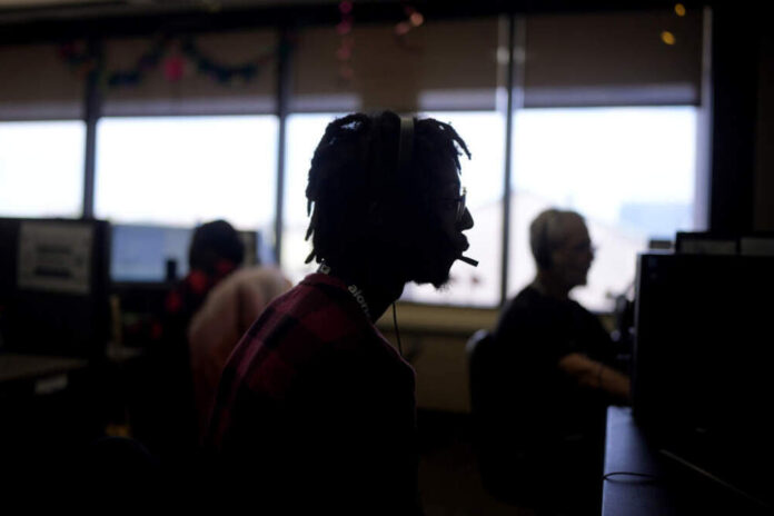 AI_Job_Market_24233528830334-1000x667.jpg Customer Experience Representative Rico Thomas takes calls at an Alorica center, Monday, Aug. 19, 2024, in San Antonio. (AP Photo/Eric Gay)