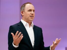 Co-CEO of Salesforce, Bret Taylor, speaks at the Vivatech show in Paris, France, June 15, 2022. (AP Photo/Thibault Camus)