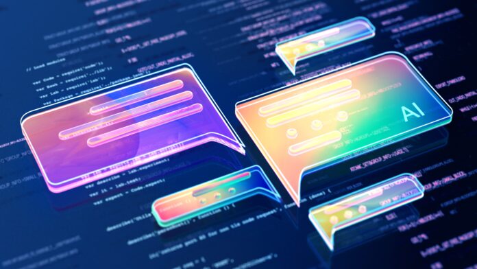 AguFo8TNRWpHRiTTuy7FuL.jpg A concept image of AI chat icons floating over a backdrop of code.