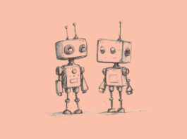 An AI generated image of two robots (Meta releases two Llama 4 AI models)