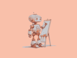 A robot writing on a board
