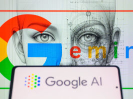 The Google AI logo is being displayed on a smartphone with Gemini in the background in this photo illustration, taken in Brussels, Belgium, on February 8, 2024. (Photo by Jonathan Raa/NurPhoto via Getty Images)