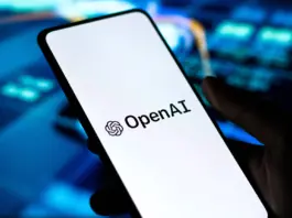 OpenAI logo on phone screen