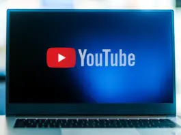 YouTube logo on a laptop