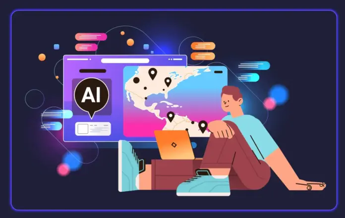 ai-travel-planning-digital-tourism-illustration-shutterstock.webp.webp Illustration of a traveler using artificial intelligence for vacation planning, with a laptop, digital map, and AI interface icons in the background.
