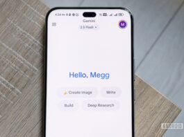 gemini app on a smartphone screen with a greeting