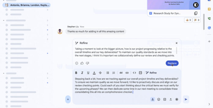 Google Chat Refine Feature Uses Gemini AI to Perfect Your Messages