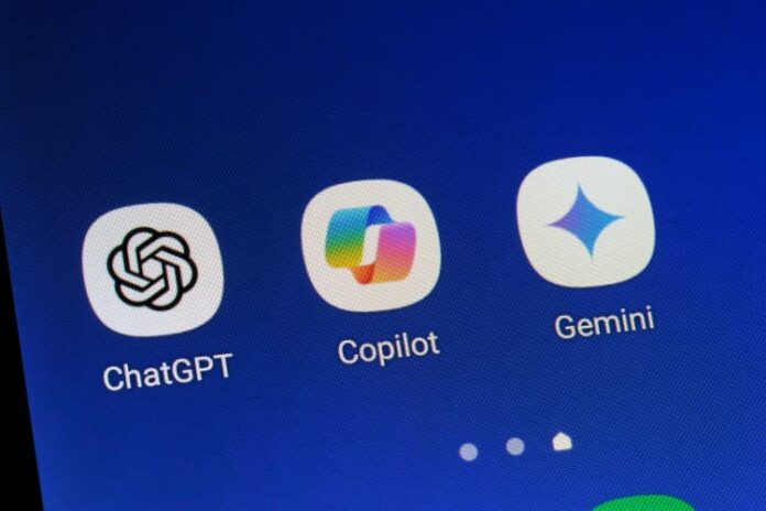image_2154687621.jpg AI Chatbots: OpenAI ChatGPT, Microsoft Copilot, Google Gemini Smartphone Apps Icons Blue