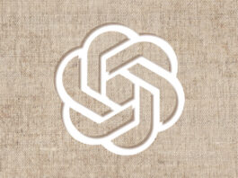 An OpenAI logo on a canvas background.
