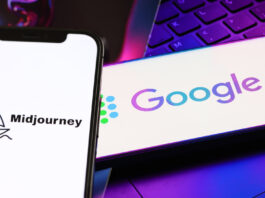 images of midjourney and google ai logos on phones