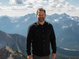 AI-generated Graham in the mountains.