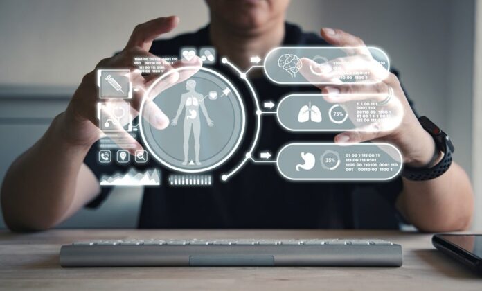 3-Tech-Partnerships-That-Could-Streamline-Health-Care.jpg 3 Tech Partnerships That Could Streamline Health Care. A user of an AI agent reviews patient health data projected in front of him.