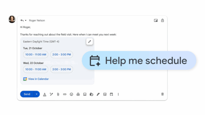 Google Workspace adds Help me schedule to Gmail