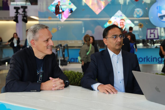 IMG_6057.jpg Christophe Coenraets, senior vice president of technical audience relations at Salesforce Inc., and Jayesh Govindarajan, executive vice president of software engineering at Salesforce, talk with theCUBE about the AI development lifecycle during Dreamforce – 2025.