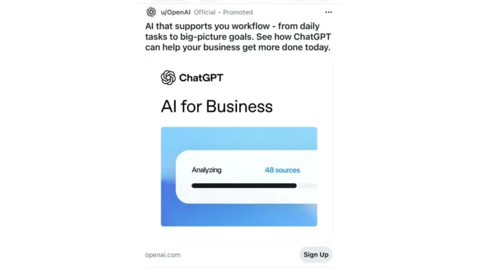 OpenAI promotes business solutions through Reddit advertising