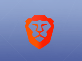 A red and orange gradient lions head logo centered on a soft blue background with subtle geometric patterns.